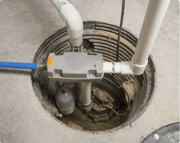 Installed sump pump