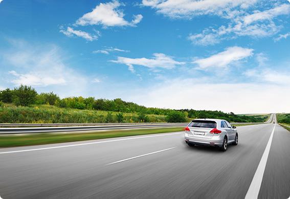 a car driving on a road