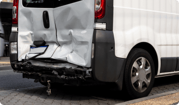 Van with rear end damage