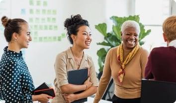 a few women talking to each other