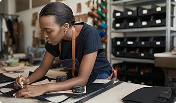 a woman working on a computer