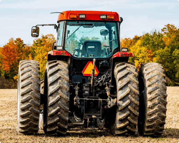 A tractor in a field.