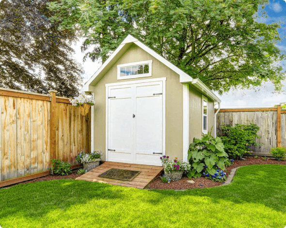 Outdoor gardening shed in backyard