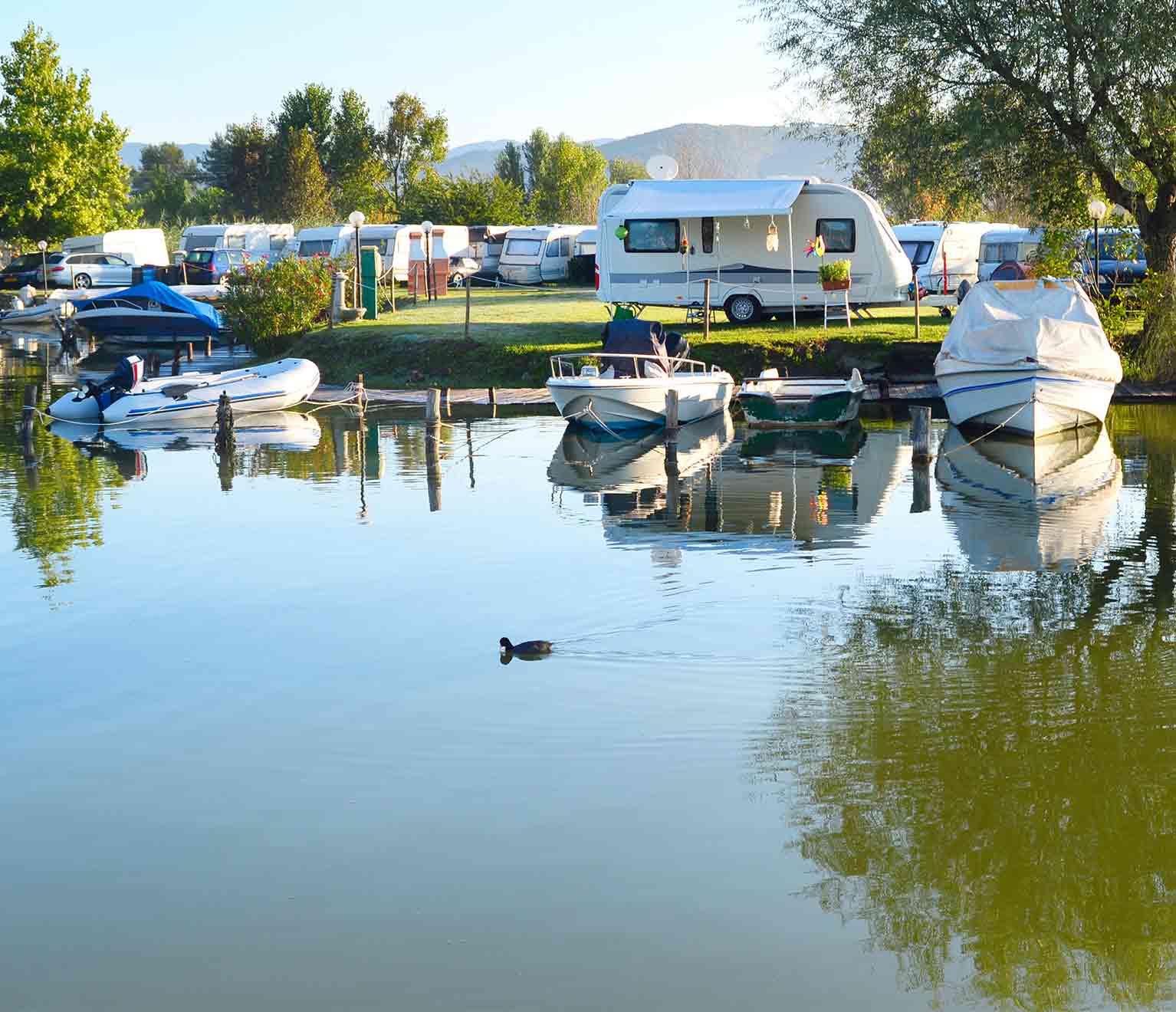 RVs and Boats at a Dock