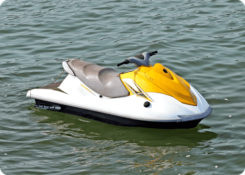 a yellow jetski floating on the water