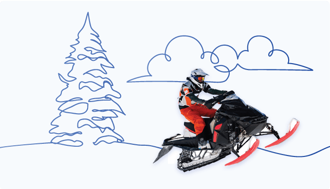 a person riding a snowmobile